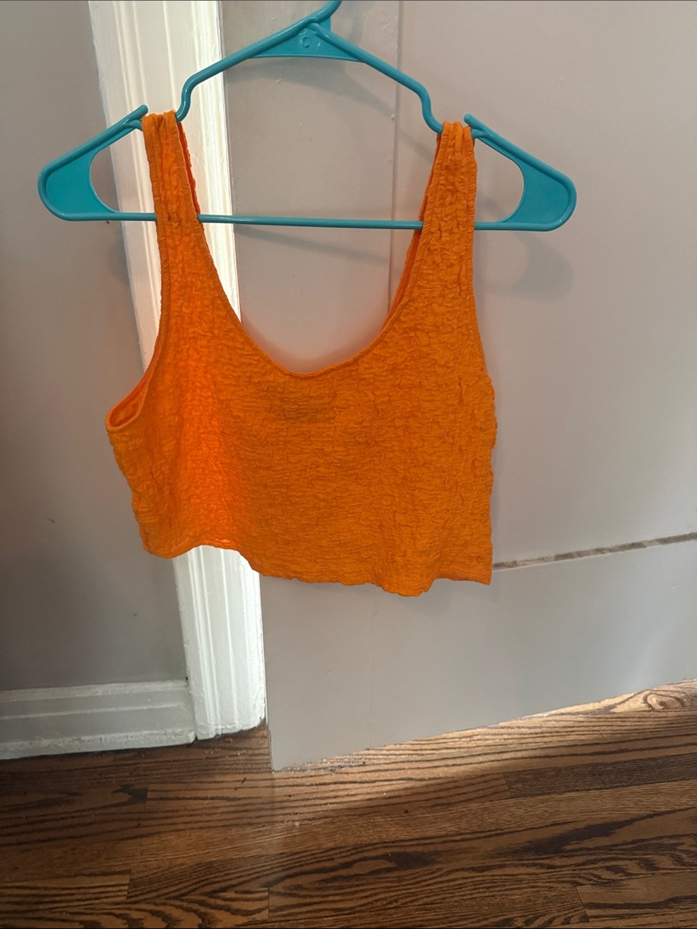 a new day Bright Orange Textured Crop Tank